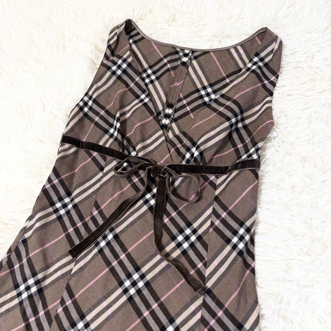 バーバリーブルーレーベル カシュクール ノバチェック ワンピース ウエストリボン
