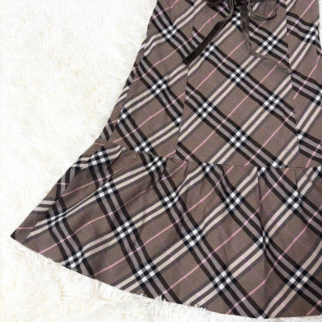 バーバリーブルーレーベル カシュクール ノバチェック ワンピース ウエストリボン