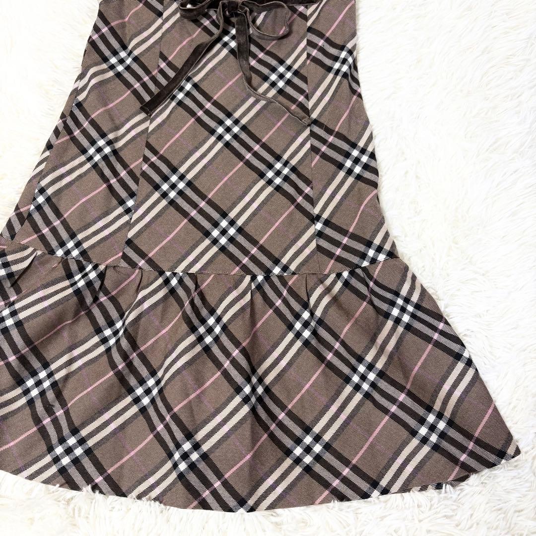 バーバリーブルーレーベル カシュクール ノバチェック ワンピース ウエストリボン