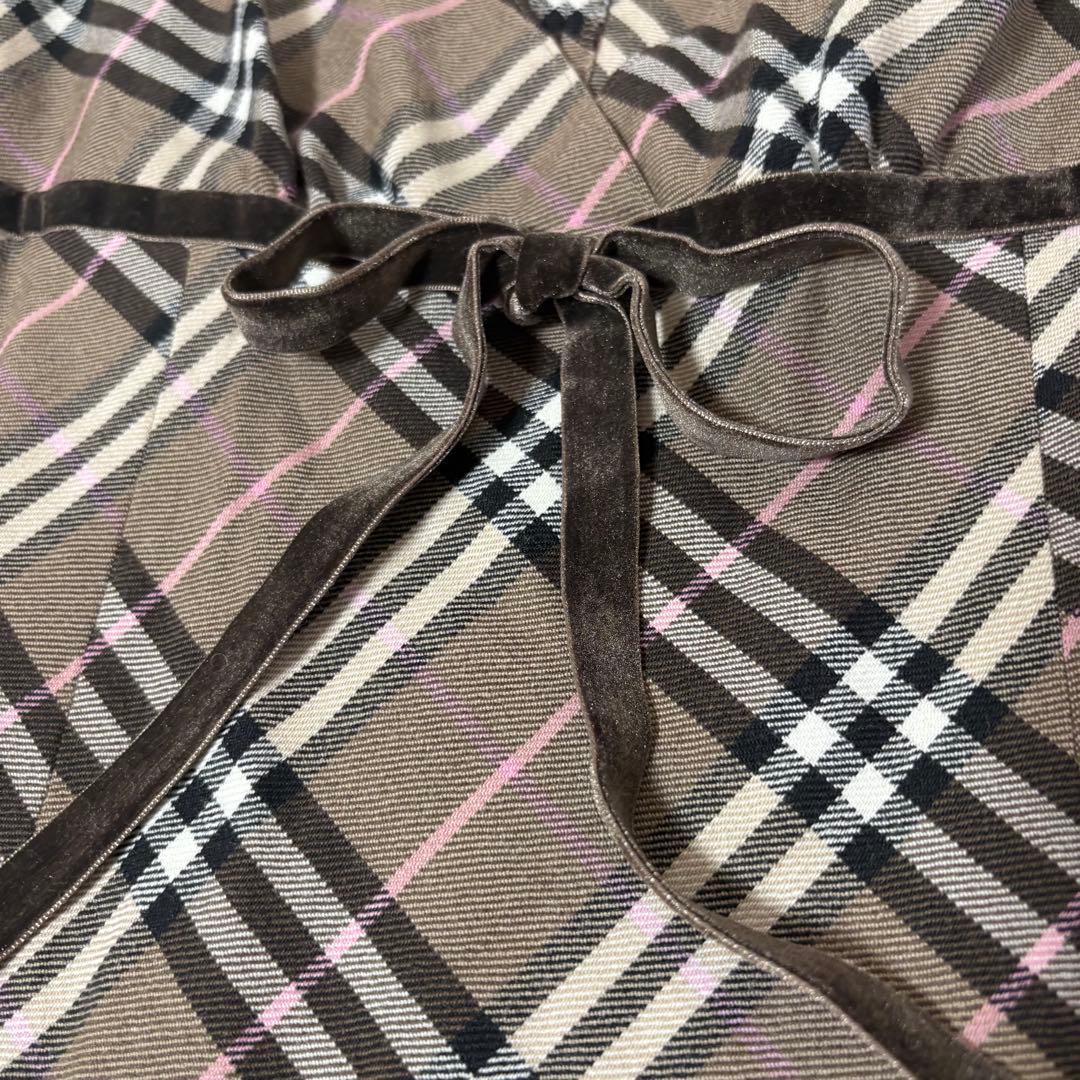 バーバリーブルーレーベル カシュクール ノバチェック ワンピース ウエストリボン