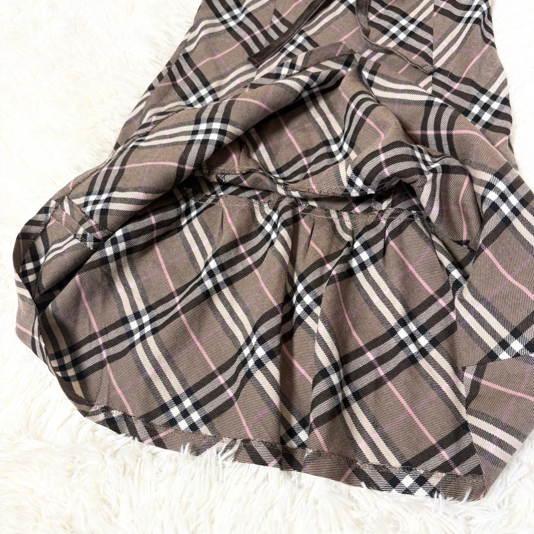 バーバリーブルーレーベル カシュクール ノバチェック ワンピース ウエストリボン