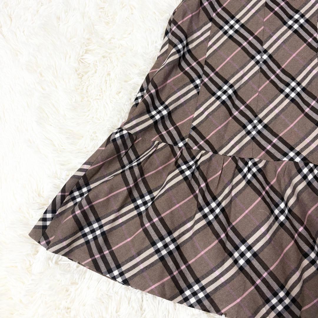 バーバリーブルーレーベル カシュクール ノバチェック ワンピース ウエストリボン