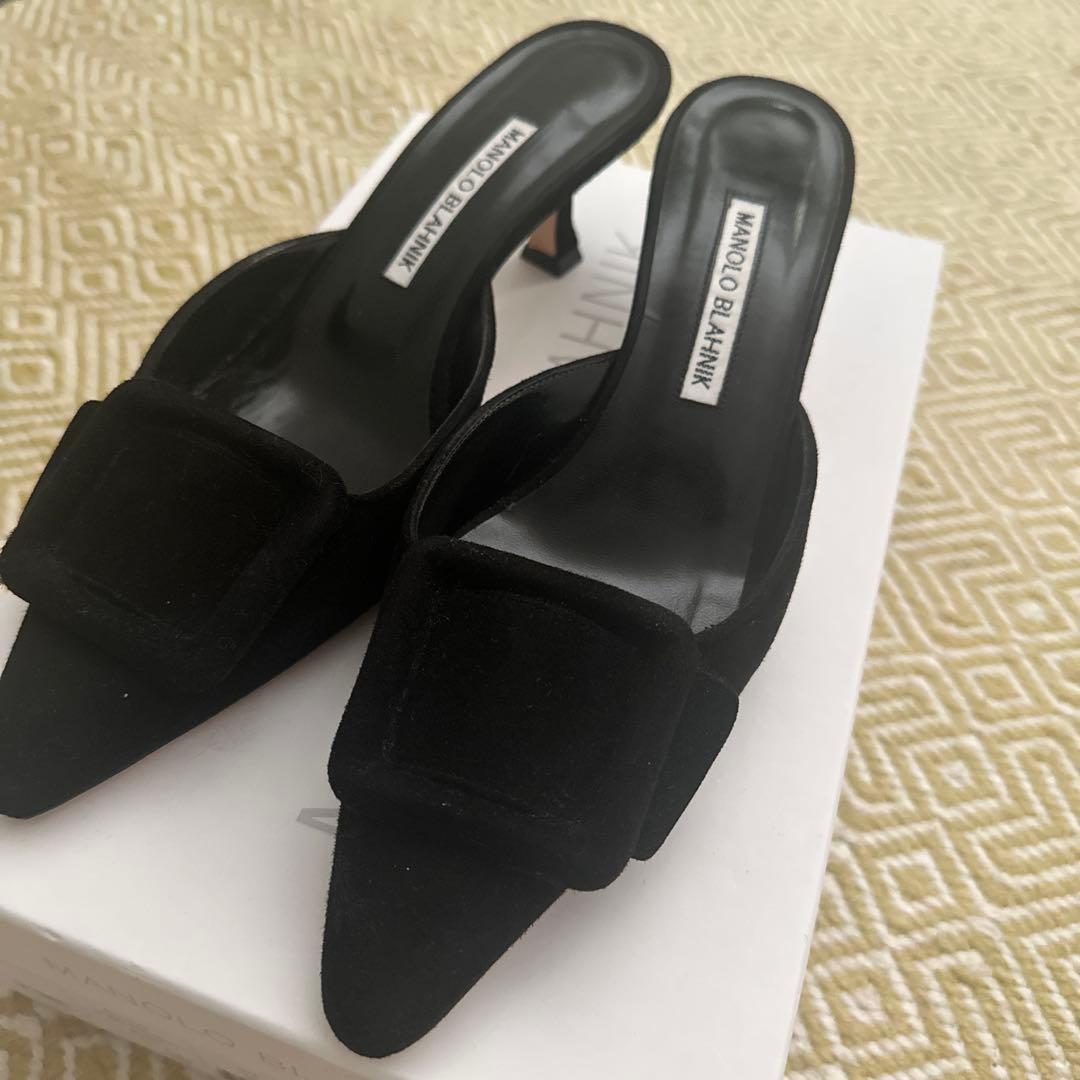 MANOLO BLAHNIK ブラックミュール (36)