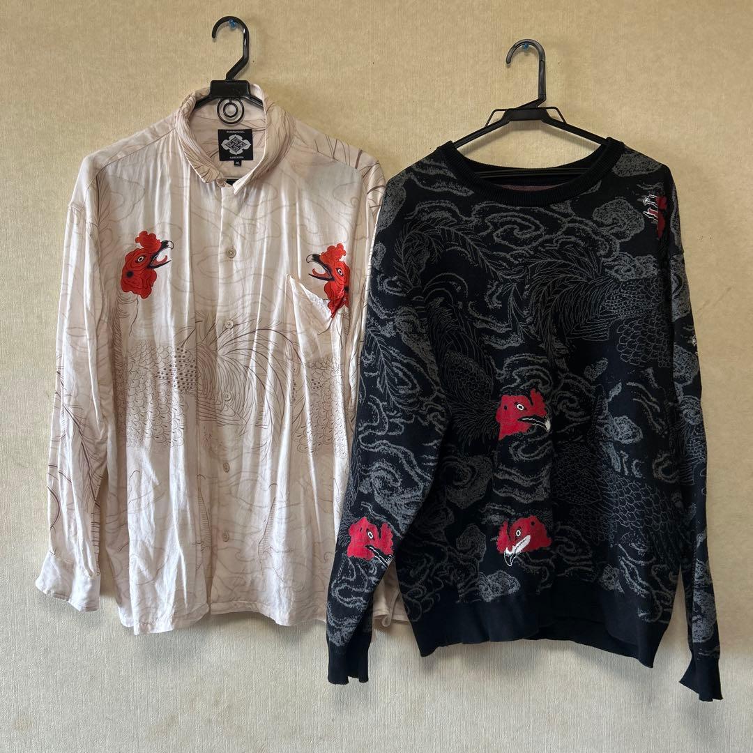 GAKKIN 渦軍鶏　シャツ　ニット　2点　XL