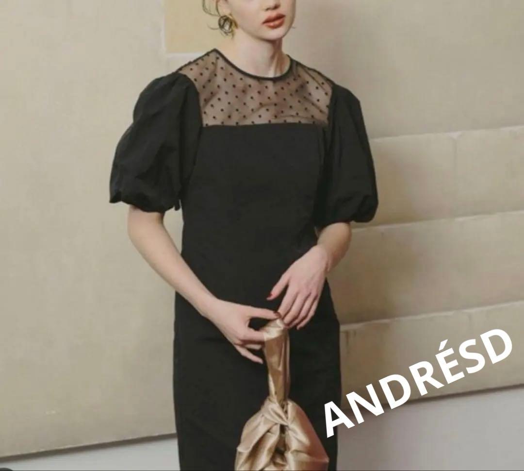【ANDRESD】デコルテドットワンピース ANDRÉSD ／ パーティードレス