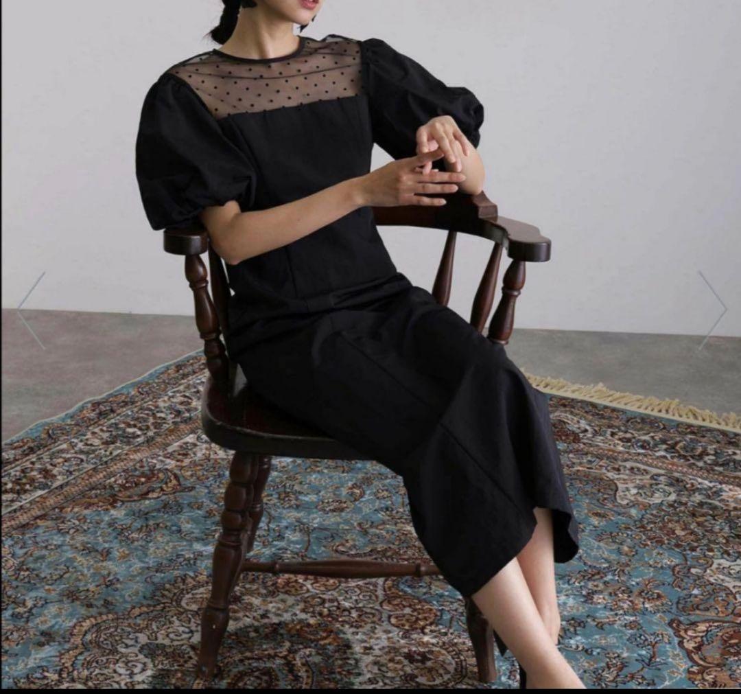 【ANDRESD】デコルテドットワンピース ANDRÉSD ／ パーティードレス