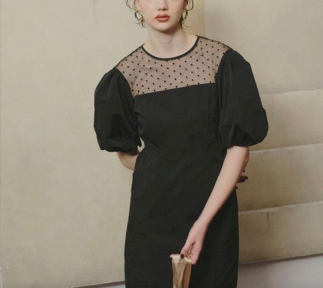 【ANDRESD】デコルテドットワンピース ANDRÉSD ／ パーティードレス