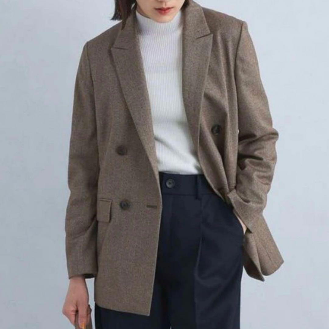 新品✨グリーンレーベルリラクシング ヘリンボーンダブルテーラードジャケット