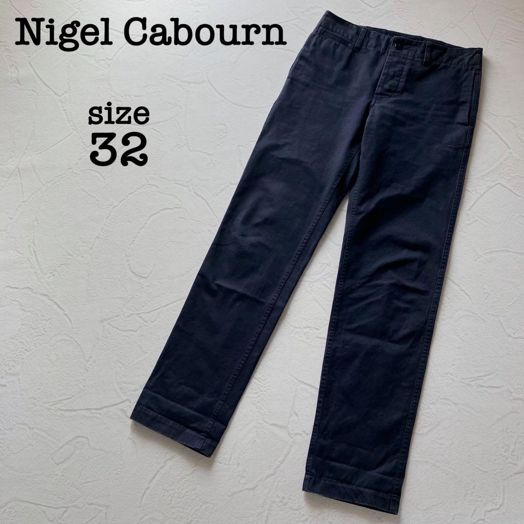 ナイジェルケーボン 日本製 チノパン ネイビー コットン パンツ 32インチ