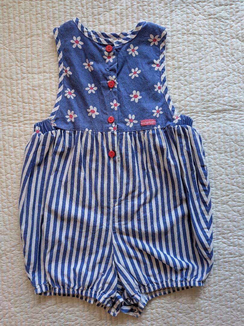 ヴィンテージ　oshkosh　花柄　ストライプ　ショートオール