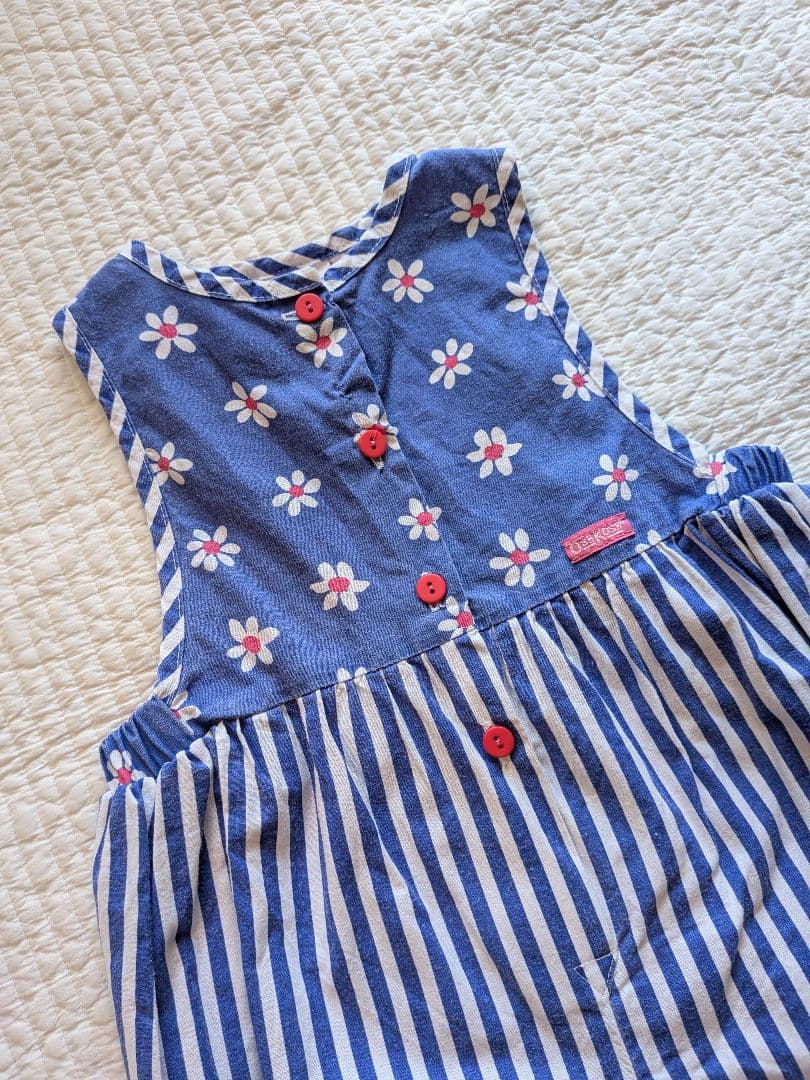 ヴィンテージ　oshkosh　花柄　ストライプ　ショートオール