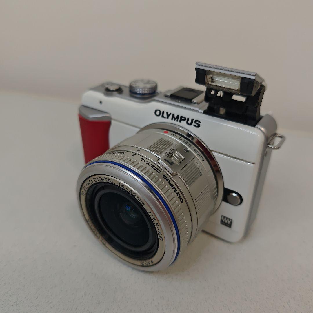 OLYMPUS PEN E-PL1 ホワイト 希少レッドグリップ レンズキット