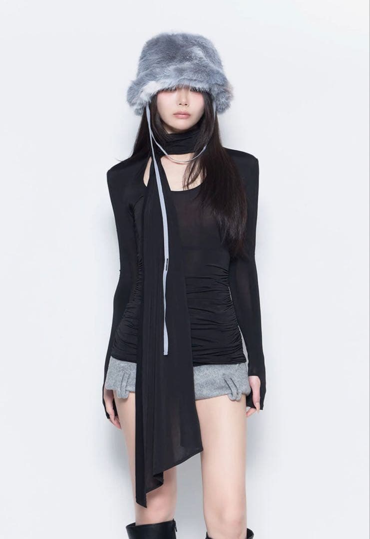 トップス theredthredad S asymmetric drape tops