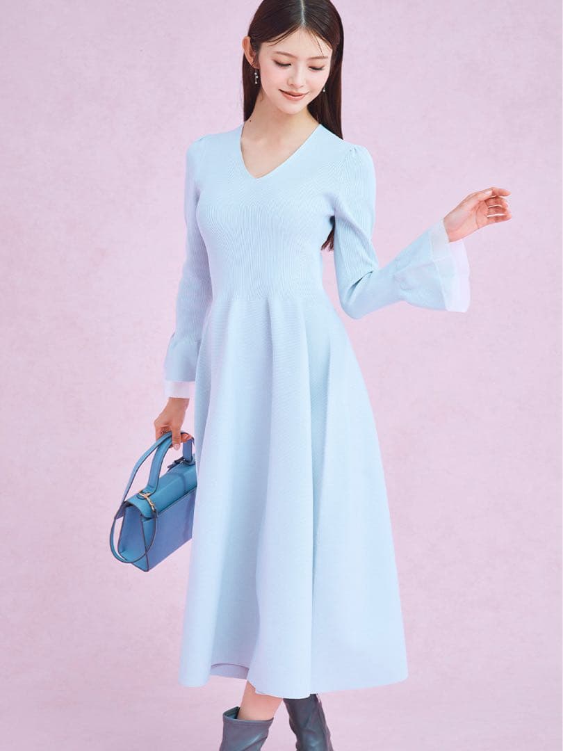 【新品未使用】CELFORD♪シアーミックスホールガーメントワンピース SAX