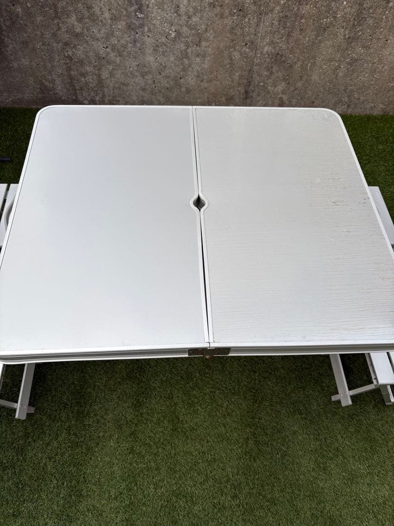廃盤希少品Coleman折り畳み アルミピクニックテーブル コールマン イス付き