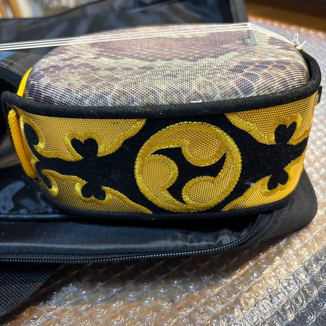 沖縄三線　三線　リュックケース付き　合皮　人工皮　蛇柄　三味線