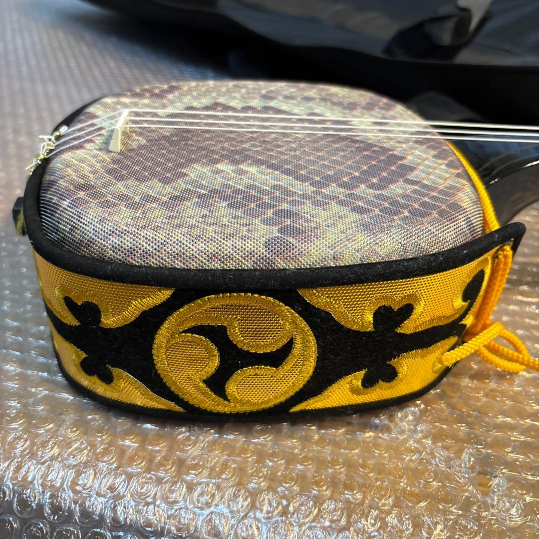 沖縄三線　三線　リュックケース付き　合皮　人工皮　蛇柄　三味線