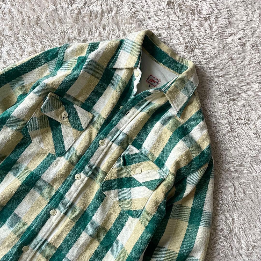 45rpm 90s ヘビーネルシャツ 3 緑白チェック