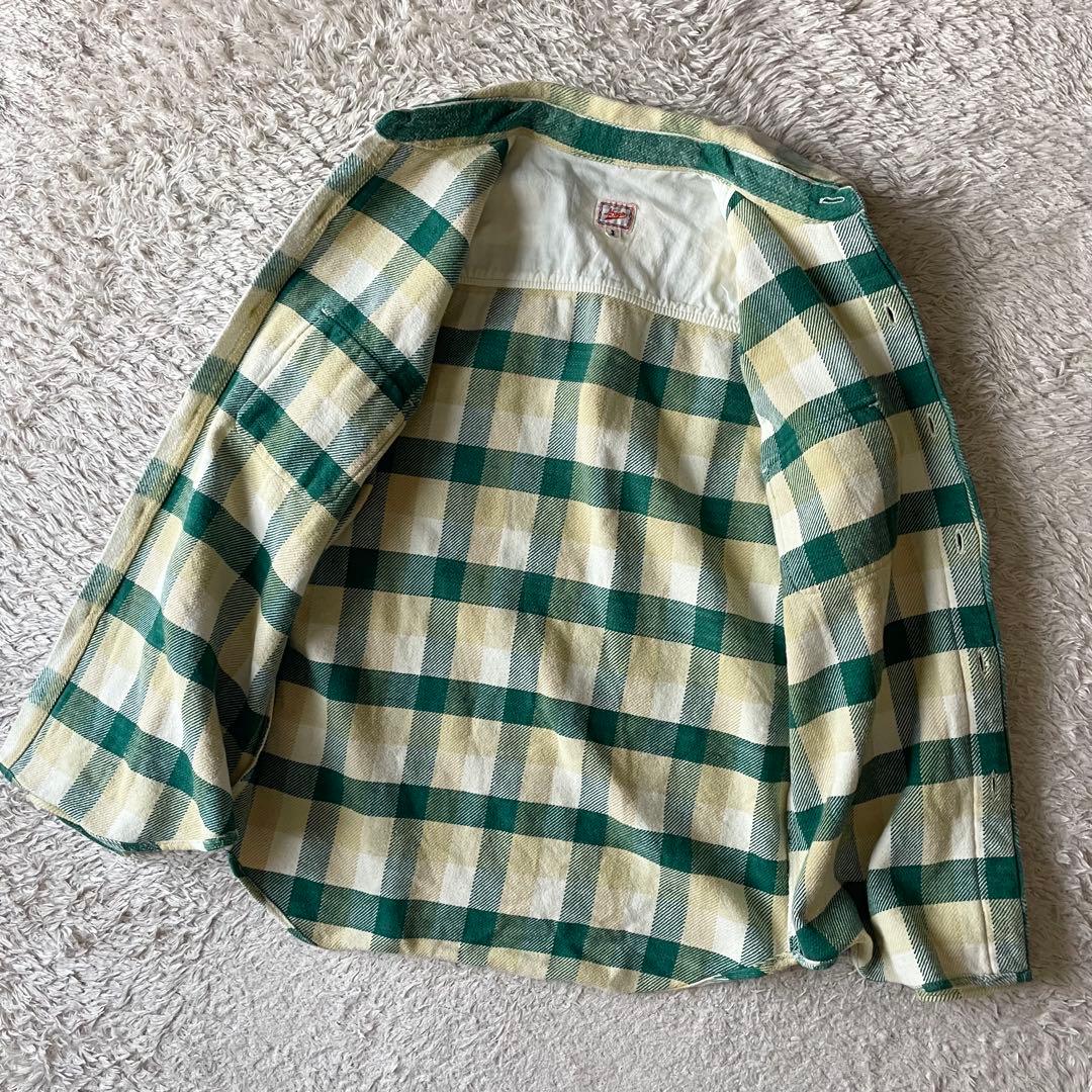 45rpm 90s ヘビーネルシャツ 3 緑白チェック
