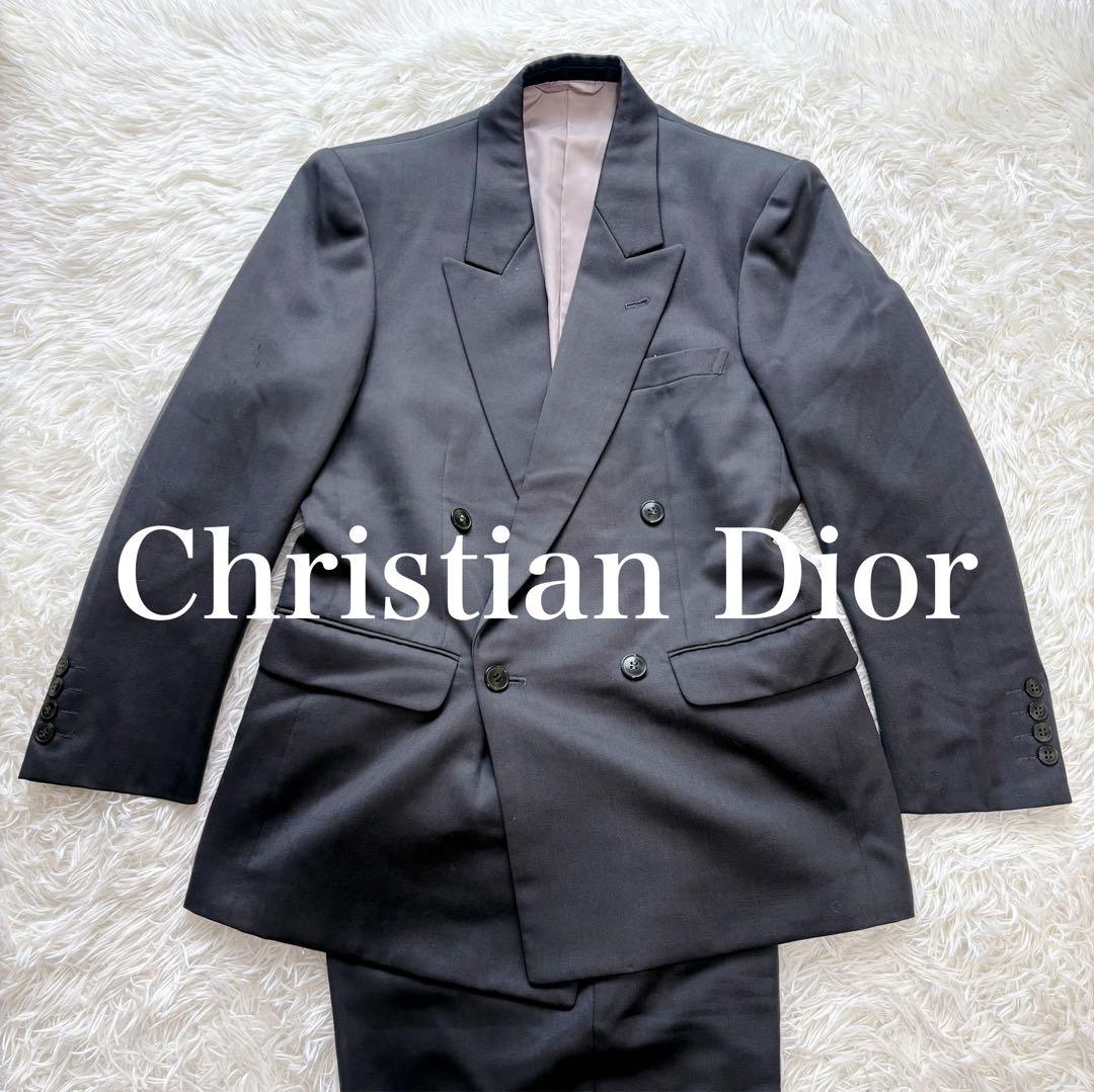 【美品】Christian Dior ダブル セットアップスーツ グレー 無地