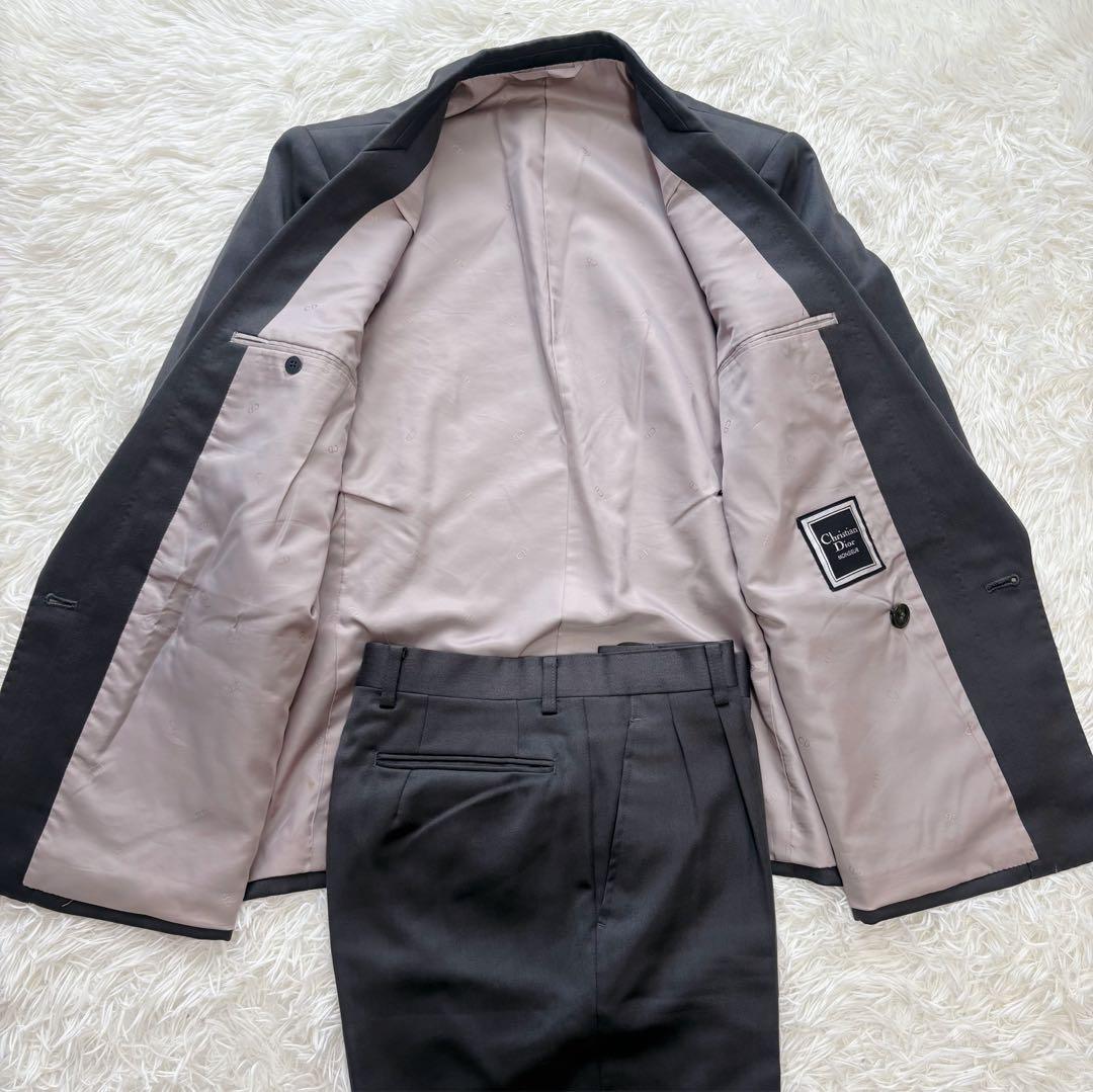 【美品】Christian Dior ダブル セットアップスーツ グレー 無地