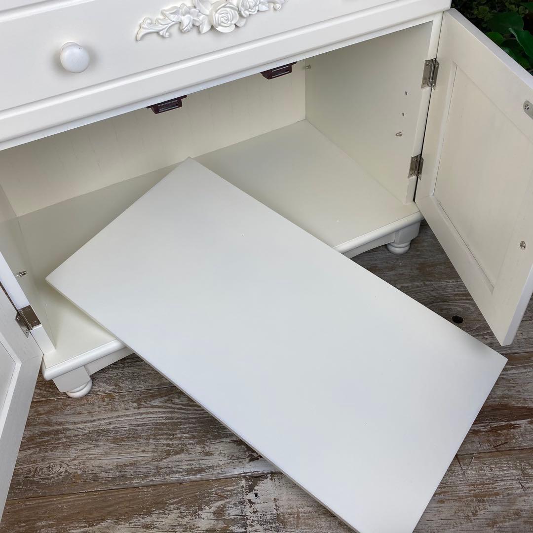 訳あり品！【128】フレンチカントリー北欧調ホワイト扉キャビネット木製飾り棚収納