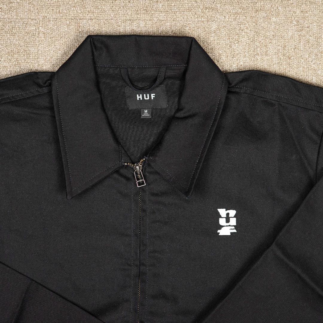 HUF ブラック カバーオール ジップアップ
