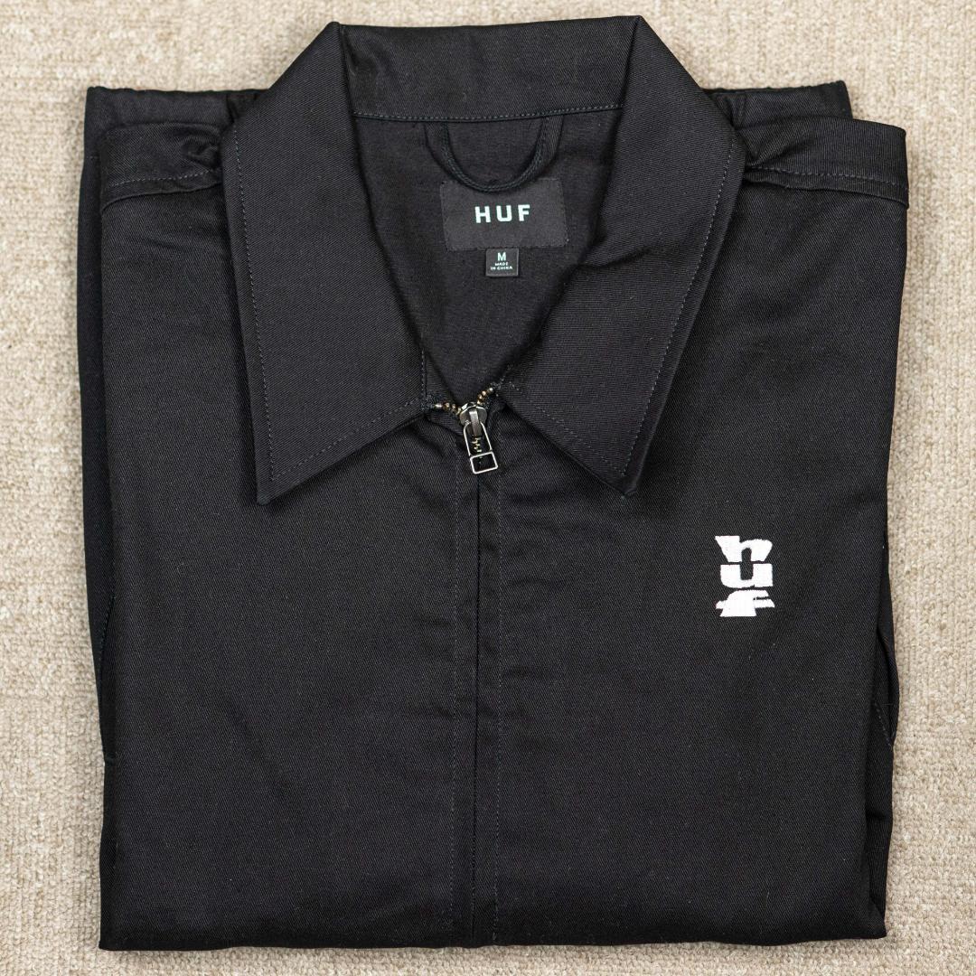 HUF ブラック カバーオール ジップアップ