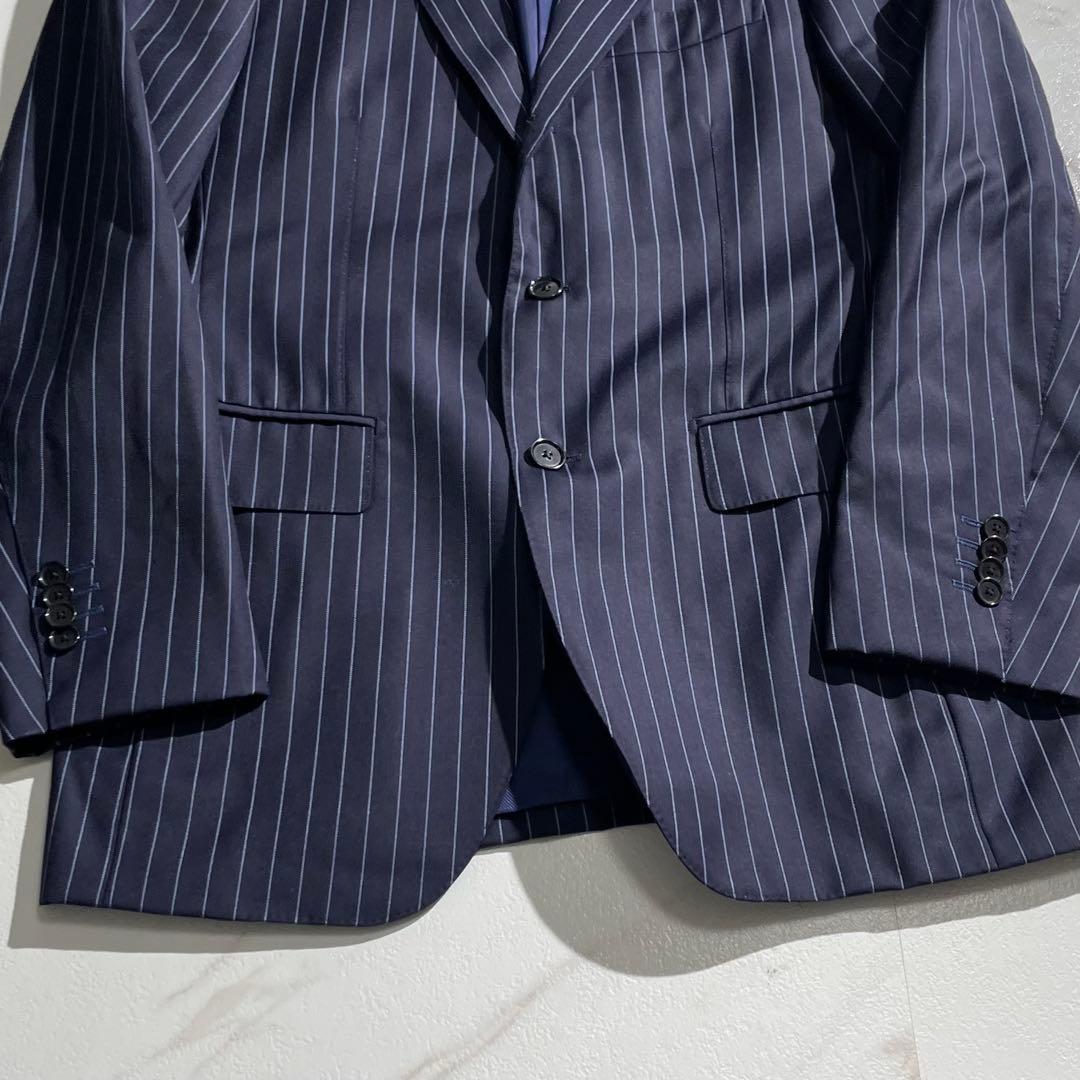 極美品✨ ビームスエフ スーツ セットアップ ネイビー ストラップ M相当 紺色