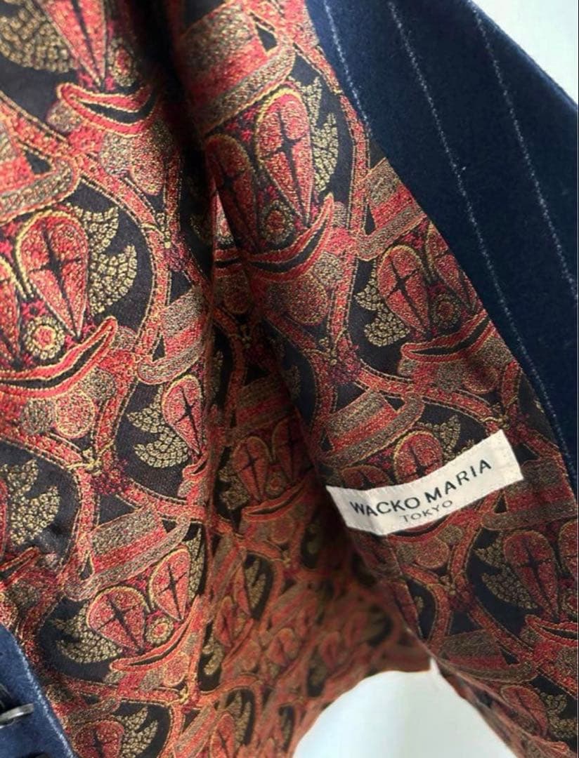 WACKO MARIA ネイビー ストライプ ダブルジャケット