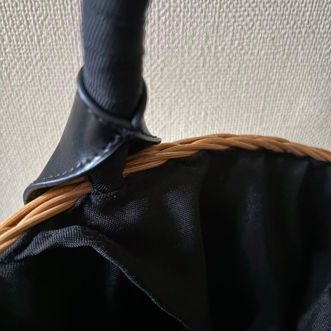 美品♡TOCCA リボン付きかごバッグ レザー ナチュラル×ひブラック 自立