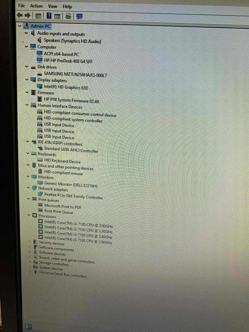 Windowsデスクトップ #856 HP ProDesk 400 G4 i3-7100 8GB 256Gb