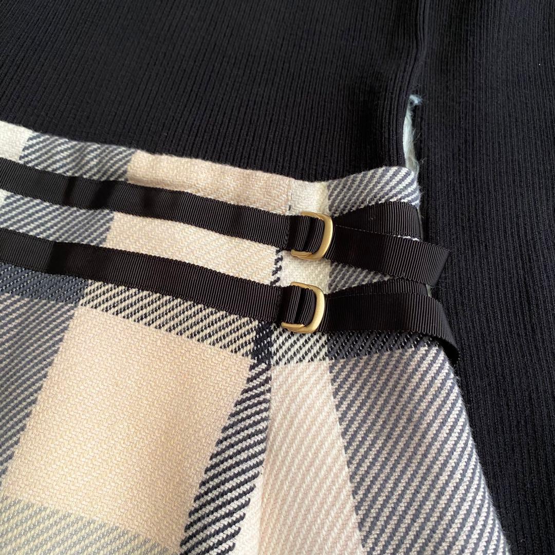 大人気✨ブルーレーベルクレストブリッジ ドッキングワンピース チェック ネイビー