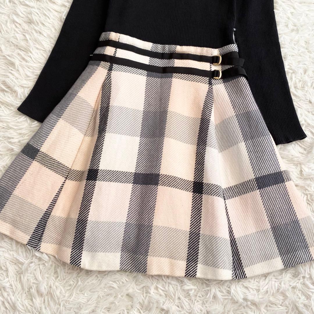 大人気✨ブルーレーベルクレストブリッジ ドッキングワンピース チェック ネイビー