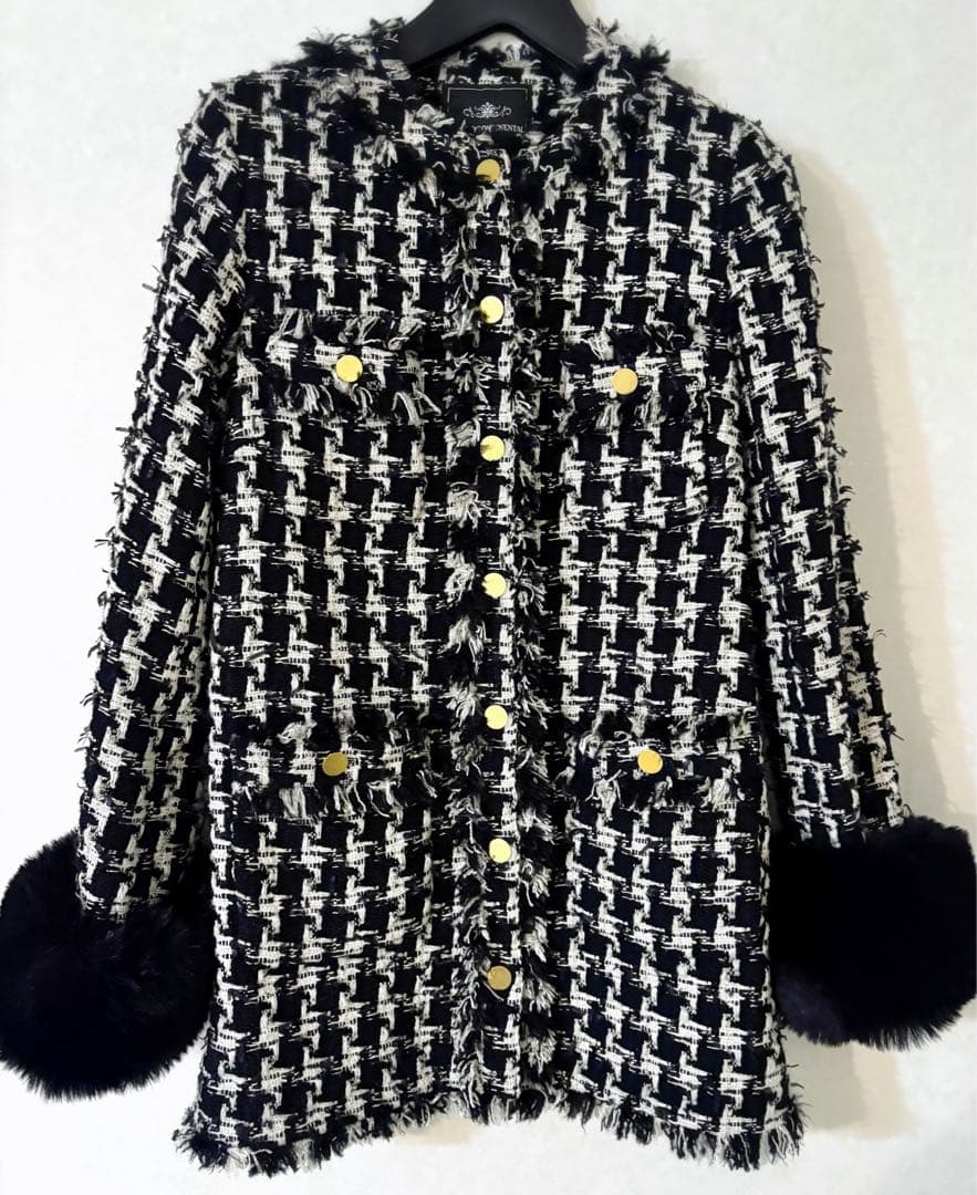 【美品】GRACECONTINENTAL ツイードファーコート　ラメ