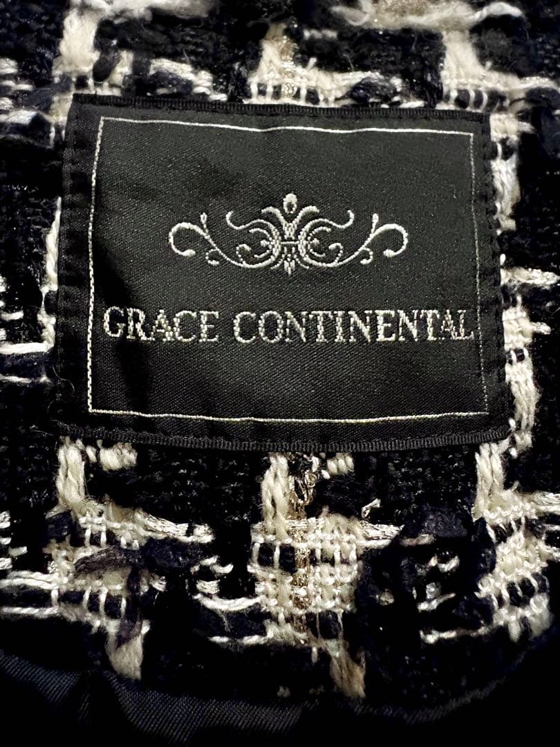 【美品】GRACECONTINENTAL ツイードファーコート　ラメ
