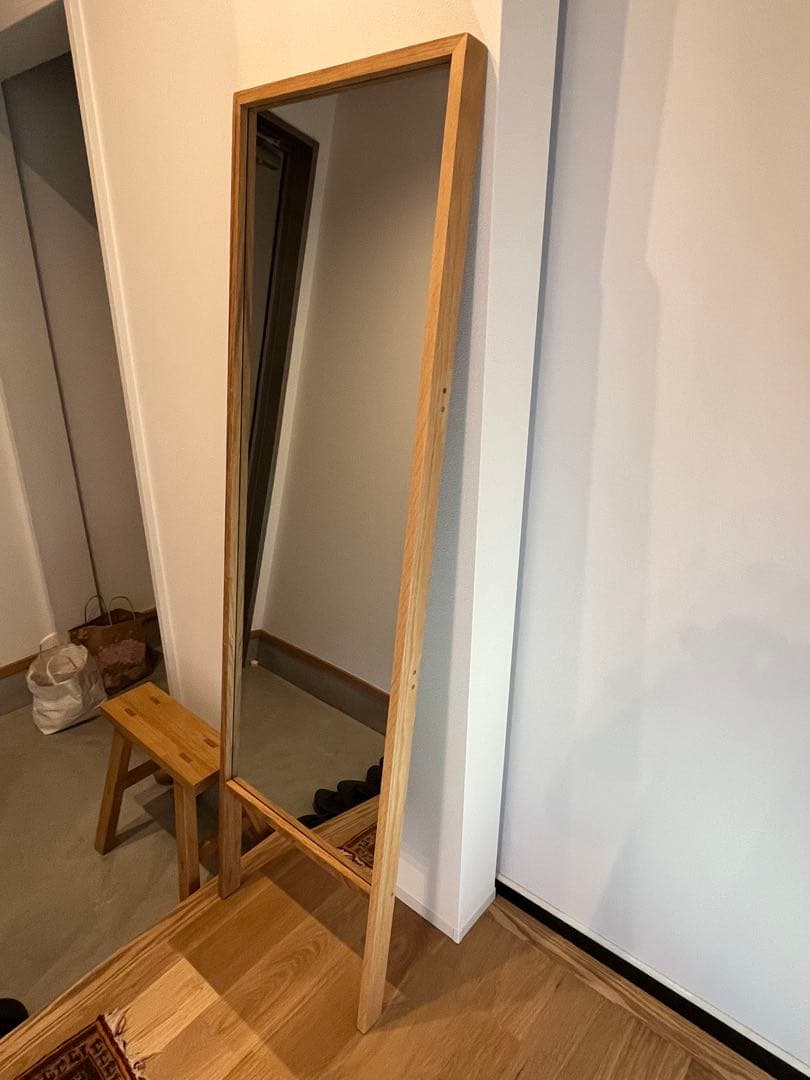 スタンドミラー　オーク材