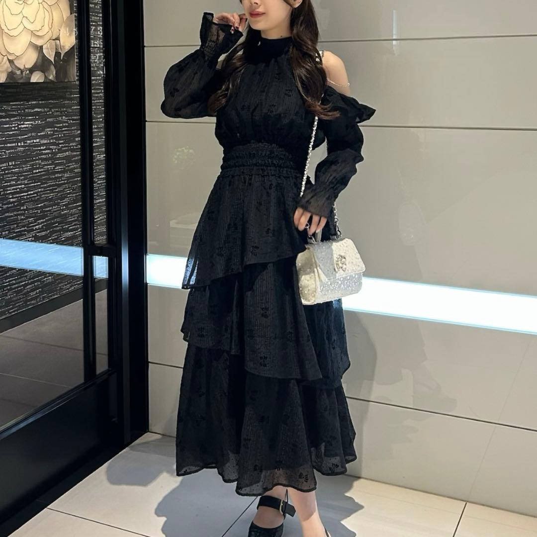 NICE CLAUP アメスリティアードロングワンピース