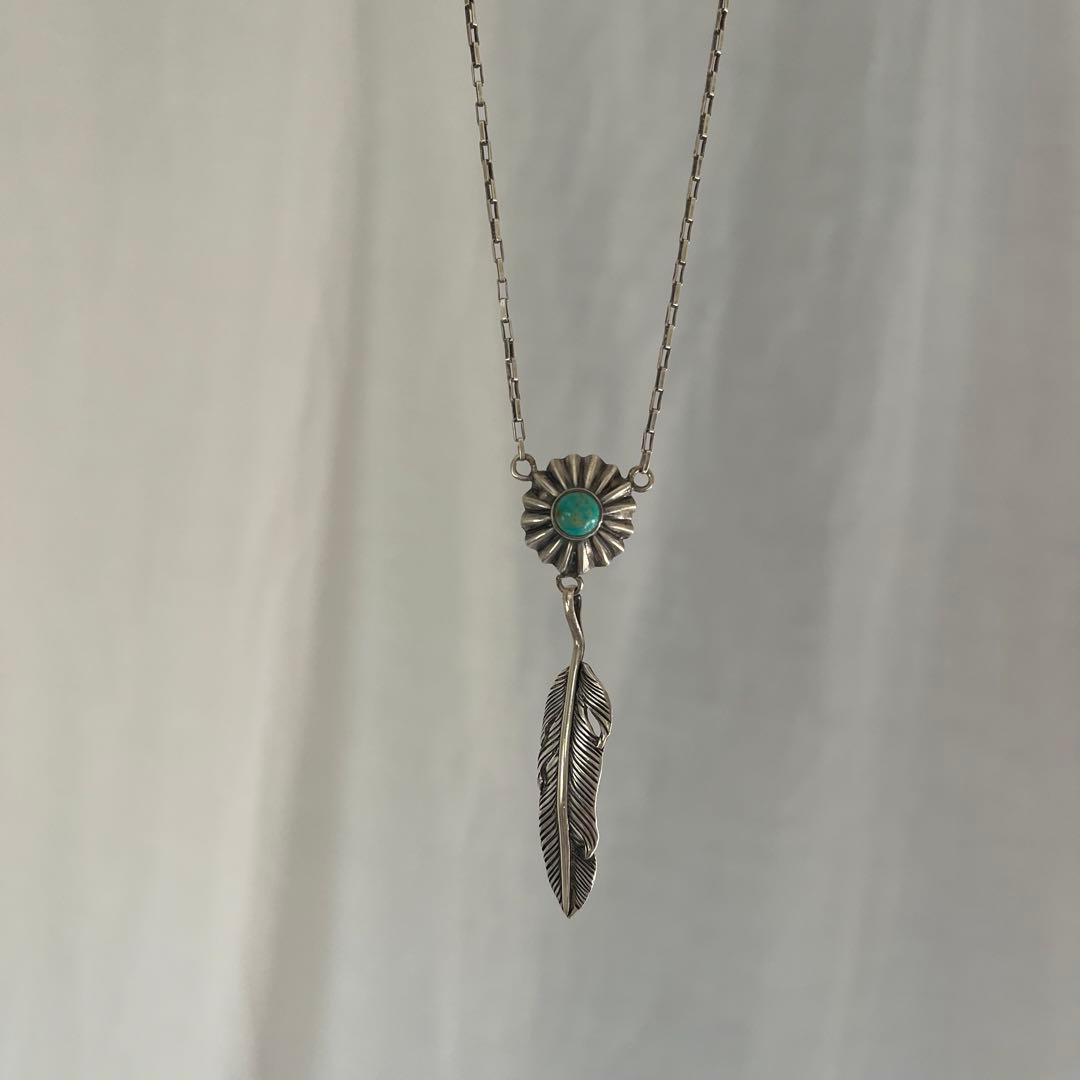 ラルフローレン　ターコイズ付き羽根デザインネックレス