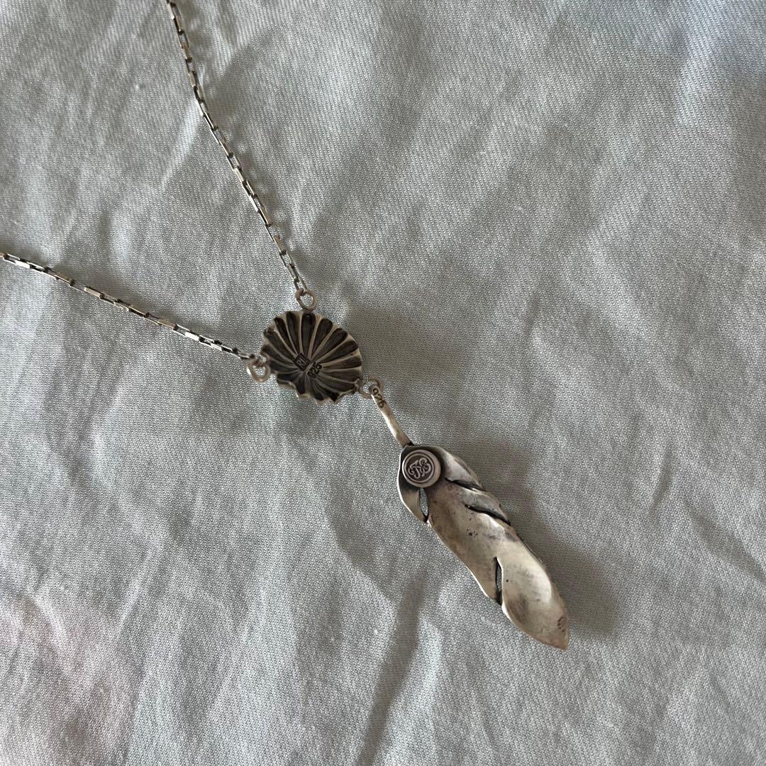 ラルフローレン　ターコイズ付き羽根デザインネックレス