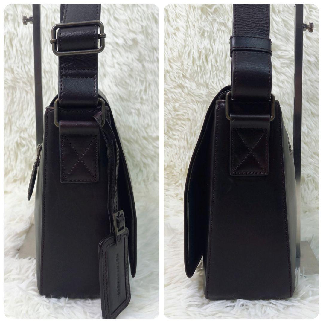 美品✨マザーハウス アンティーク ショルダーバッグ B5 ダークブラウン レザー