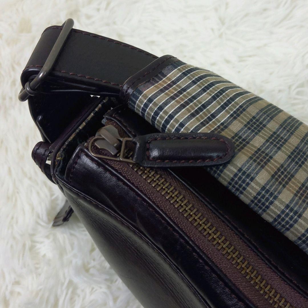 美品✨マザーハウス アンティーク ショルダーバッグ B5 ダークブラウン レザー