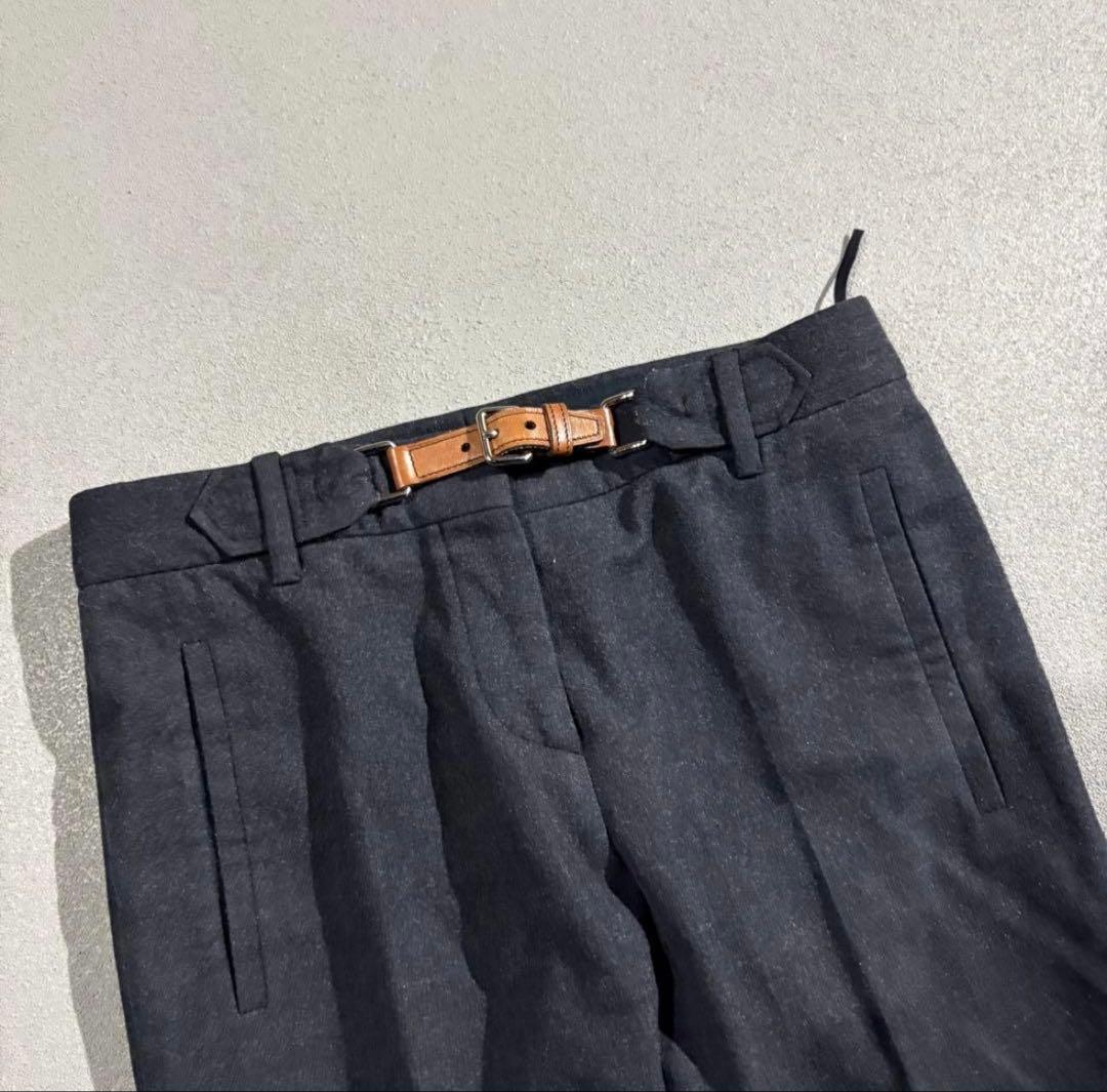 パンツ Archive PRADA leather belt slacks gray