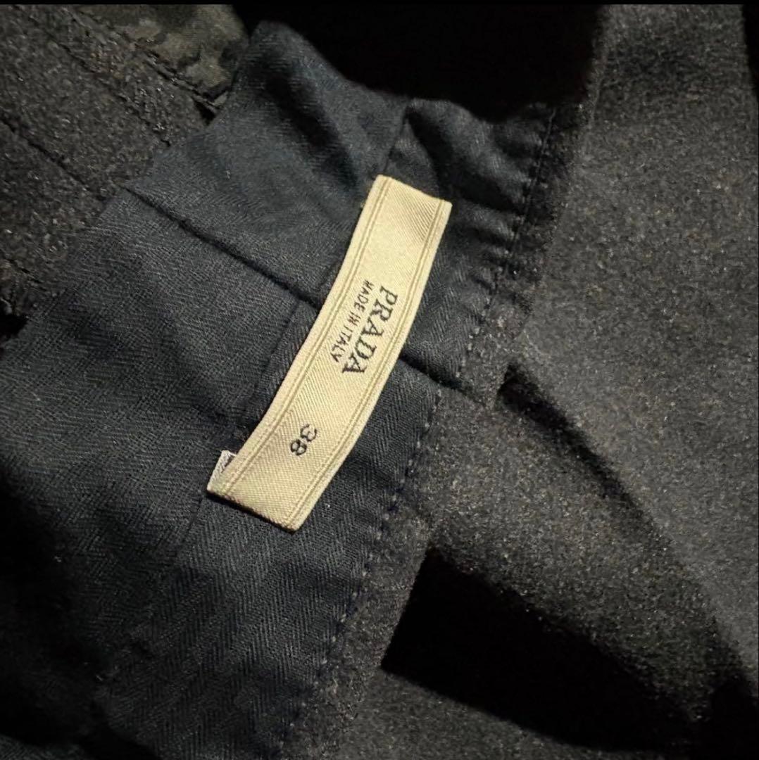 パンツ Archive PRADA leather belt slacks gray