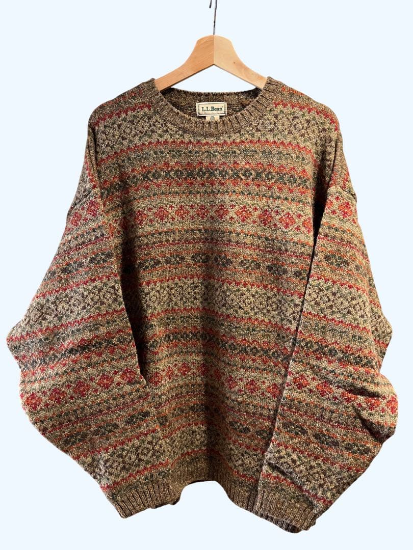 L.L.Bean 80s スコットランド製 ウール ニット 柄