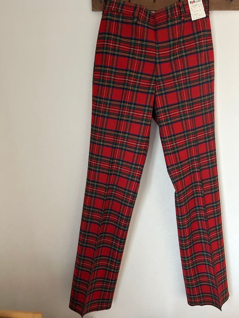 新品未使用　VAN ヴィンテージ　ウール赤タータンチェックパンツLサイズ（82）