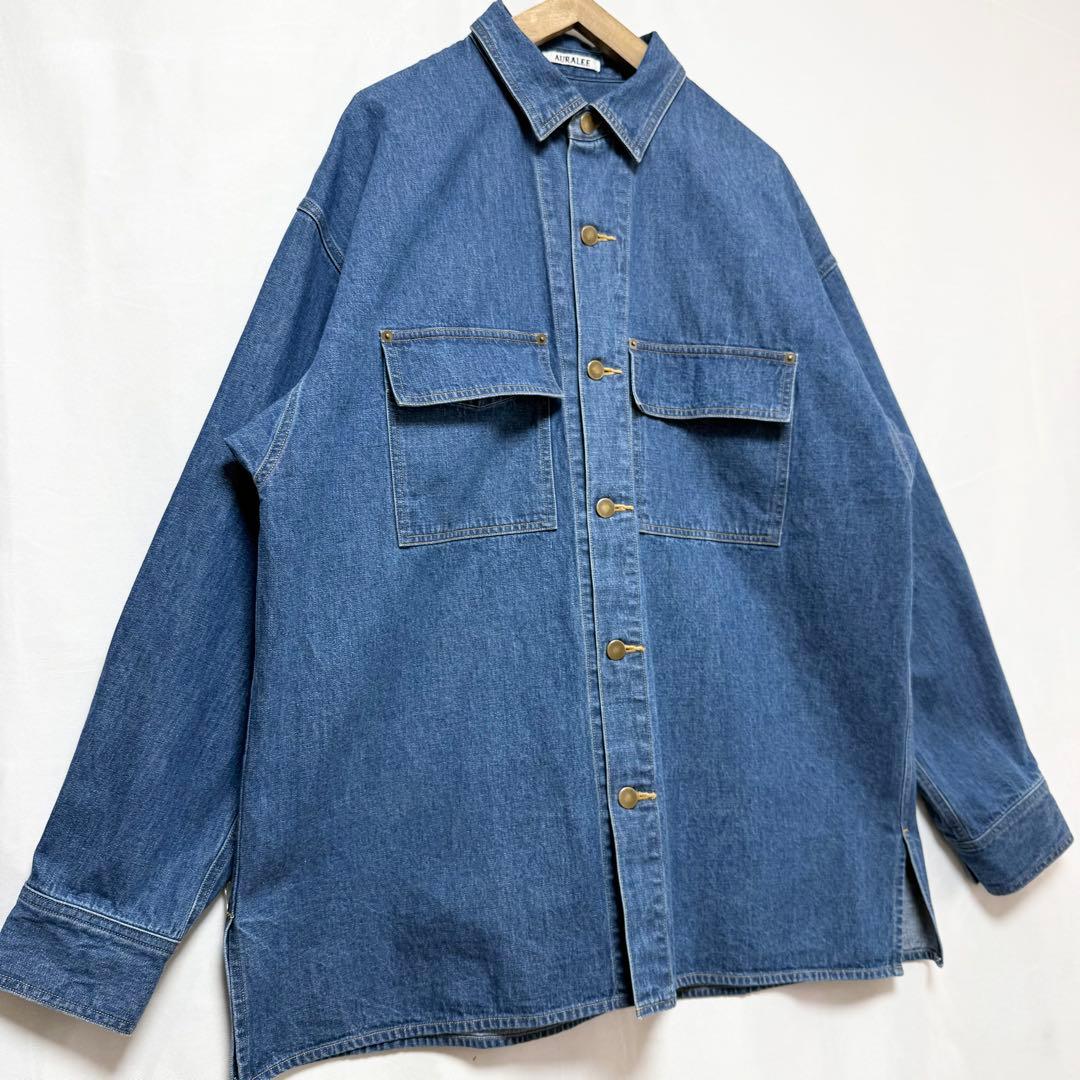 サイズ5！AURALEE セルビッチライトオンスデニムシャツ