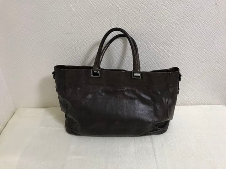 本物プラダPRADA本革レザートートハンドバッグビジネスボストンバック茶メンズ