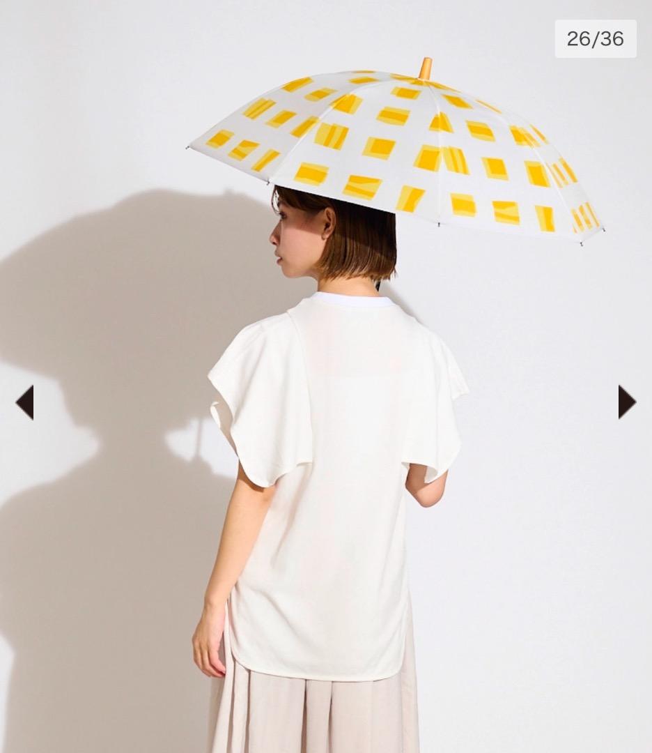 ※emi【美品】サンバリア100／長傘 Sサイズ（イエロー_キューブ）