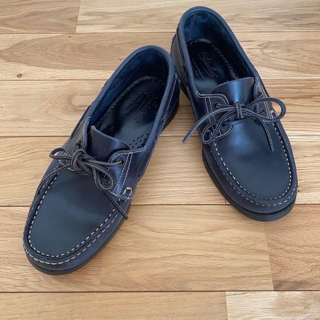パラブーツ　デッキシューズ　ネイビー レザー